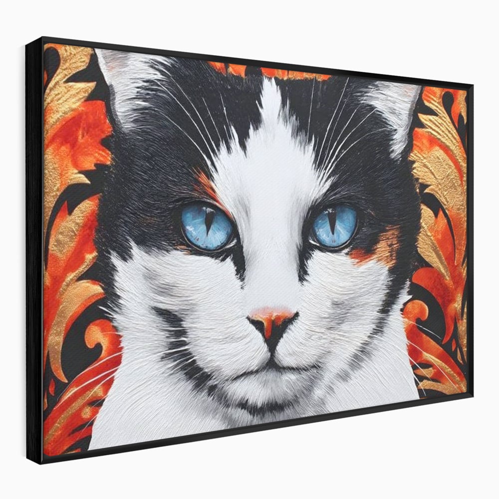 Tablou canvas cu tablou canvas cu ochi de pisica, in rama de aluminiu negru